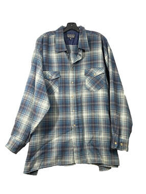 Boulevard for Big Man By Block Men's Blue Plaid long Sleeve Size 3X